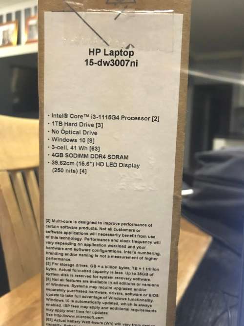 BOXED HP Laptop 15-dw3007ni*15.6`*CORE i3-1115G4*4 GB RAM*1TB HDD* 11TH GEN*WINDOWS 11 PRO 64-BIT OS